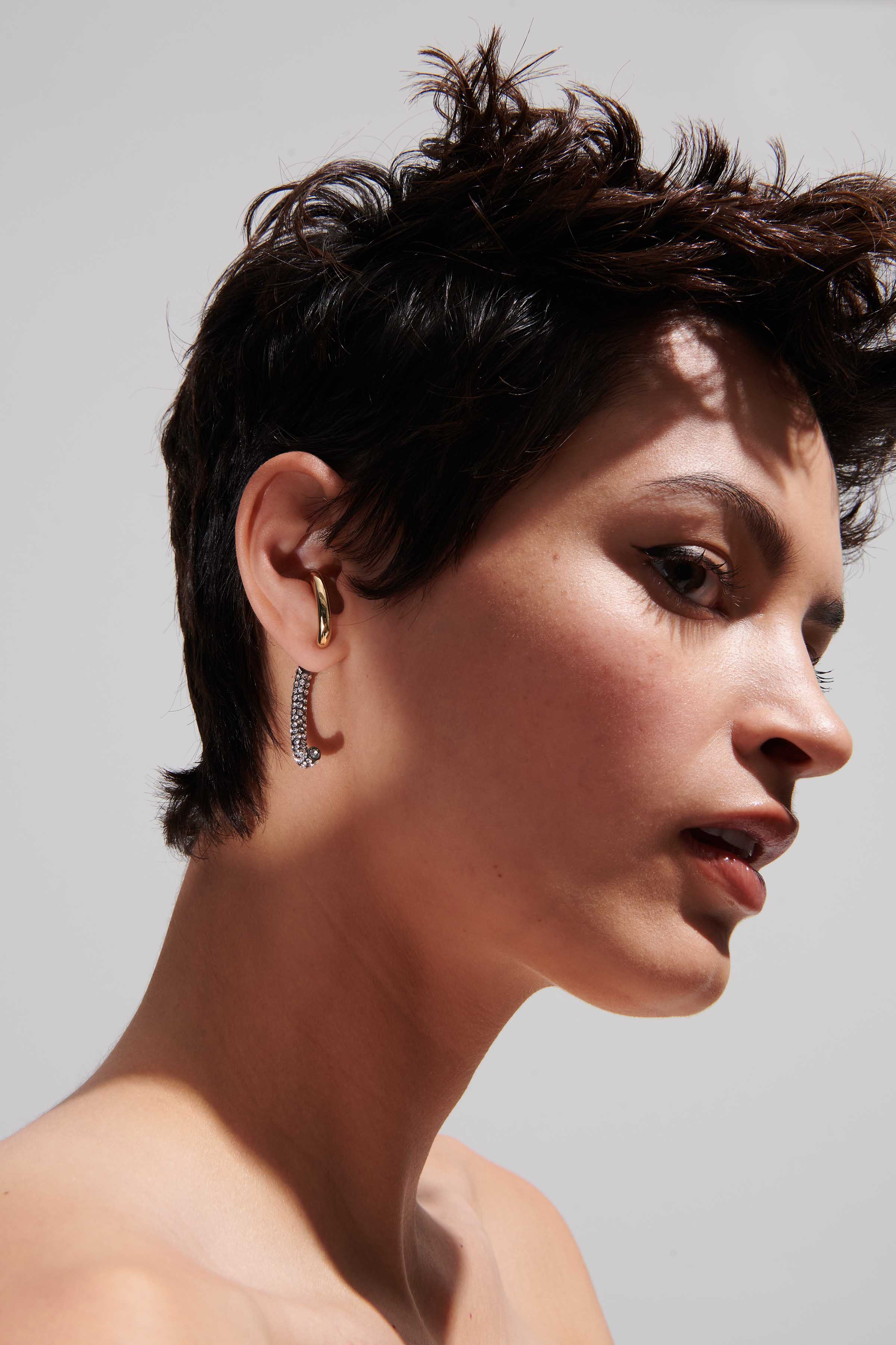 Pave Luna Earrings Gold