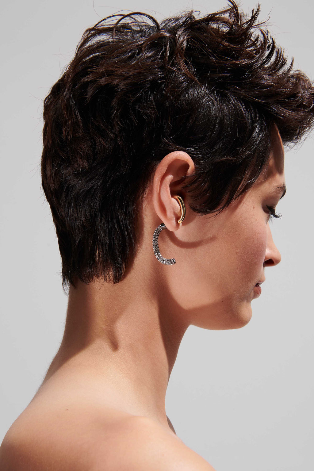 Pave Luna Earrings Gold