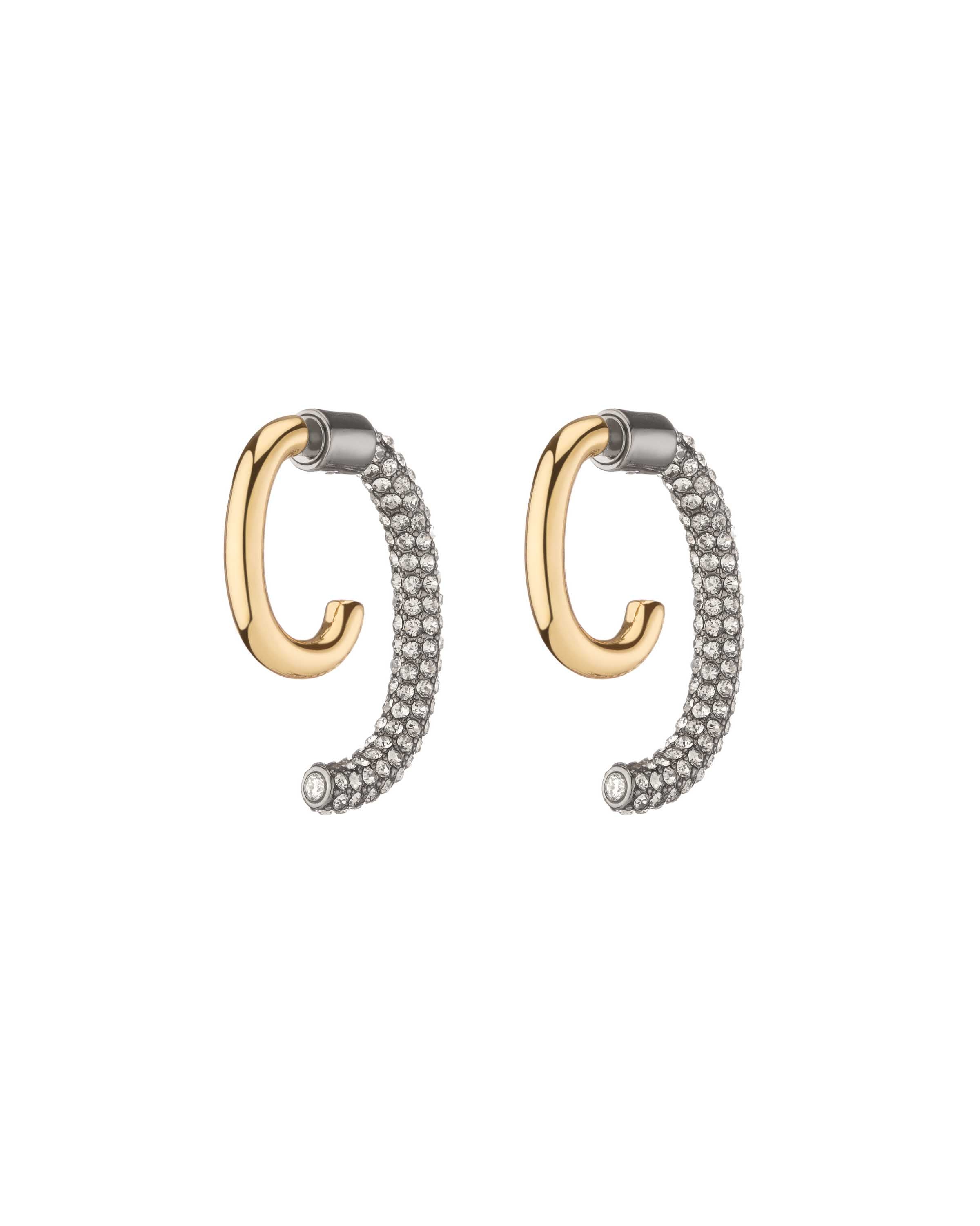 Pave Luna Earrings Gold