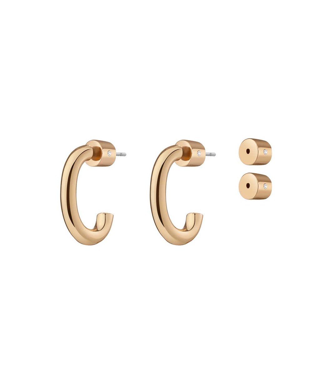 Pave Luna Earrings Gold
