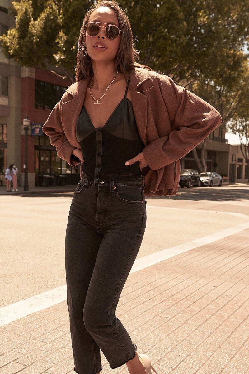 A Faux Leather And Lace Camisole Top - Demented Sisters