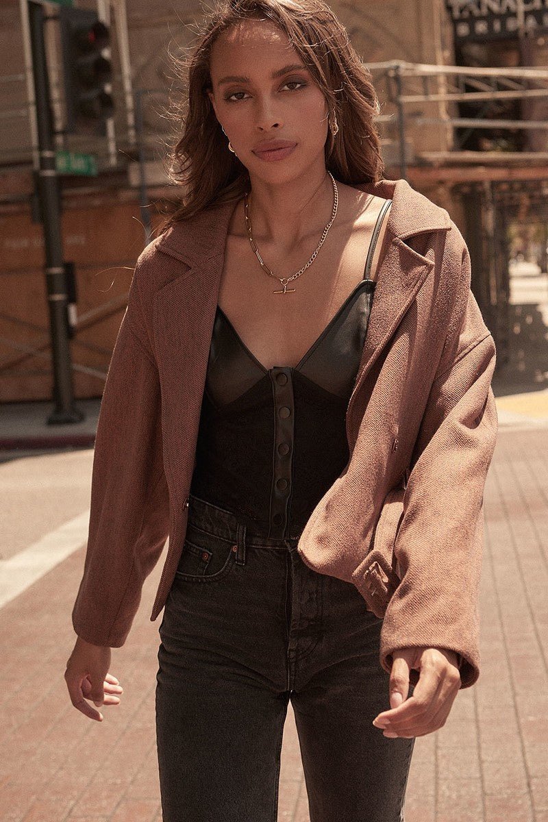 A Faux Leather And Lace Camisole Top - Demented Sisters