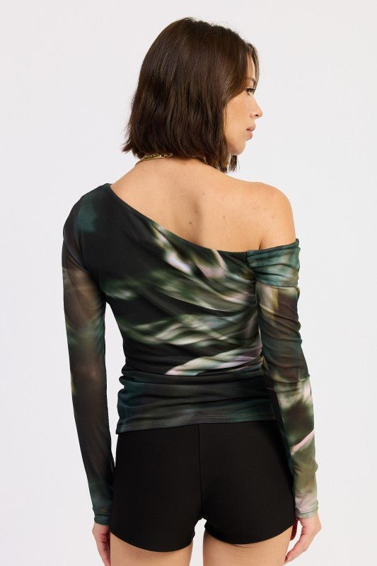 ASYMMETRICAL OFF SHOULDER MESH TOP - Demented Sisters