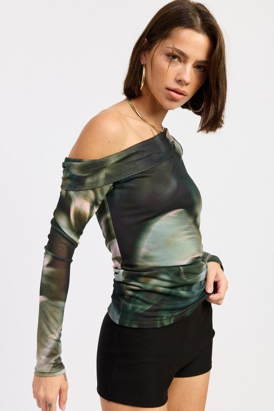 ASYMMETRICAL OFF SHOULDER MESH TOP - Demented Sisters