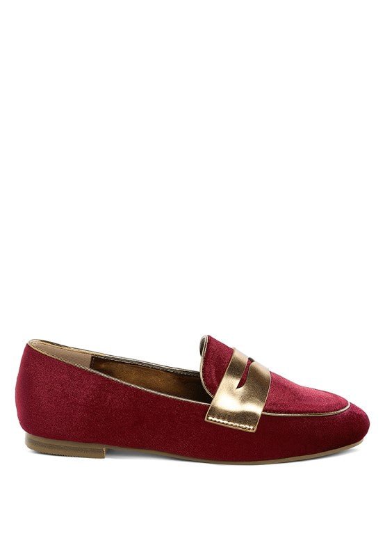 Malta Penny Strap Velvet Loafers - Demented Sisters