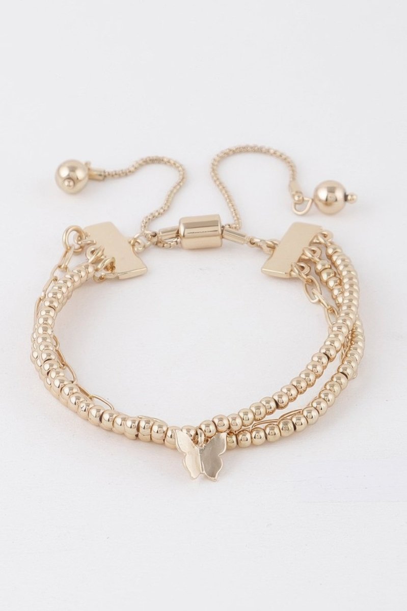 Beaded Butterfly Charm Bracelet - Demented Sisters