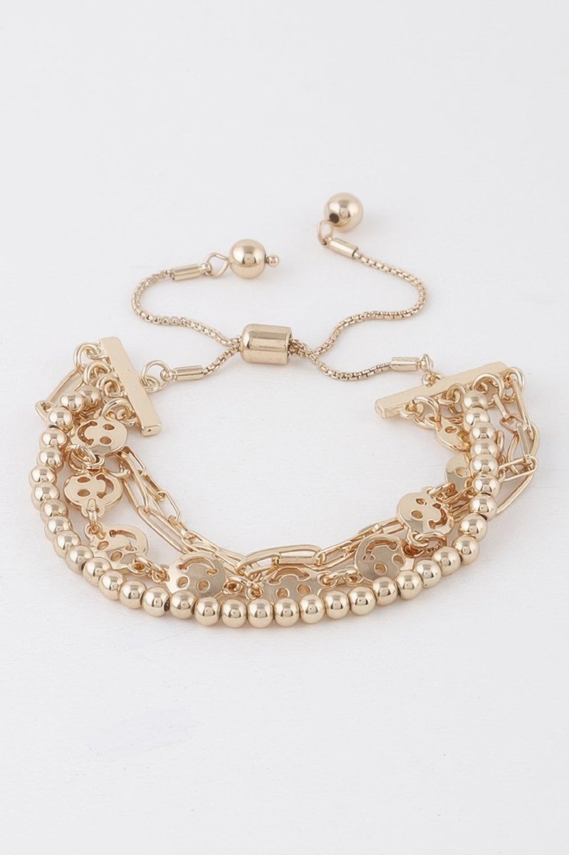 Beaded Smiley Face Chain Bracelet - Demented Sisters
