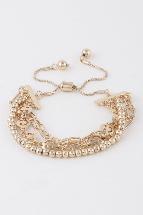 Beaded Smiley Face Chain Bracelet - Demented Sisters