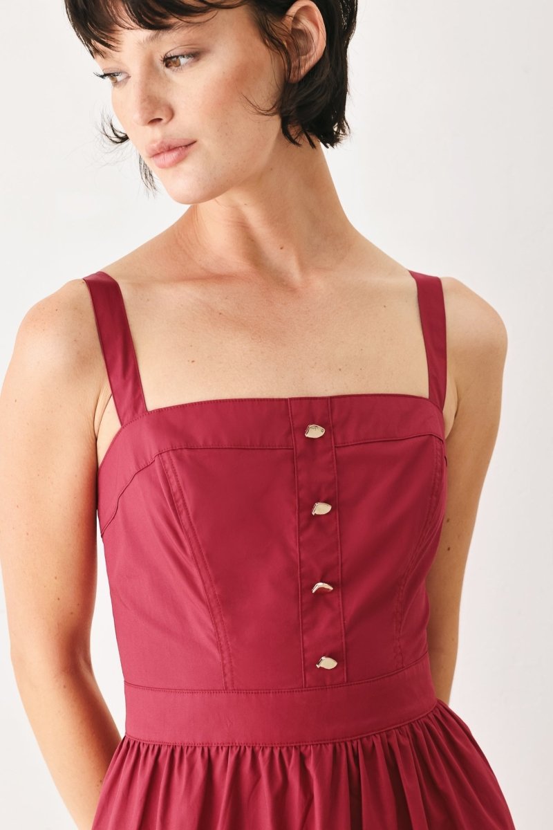 BERRY ROMANCE WOVEN MIDI DRESS - Demented Sisters