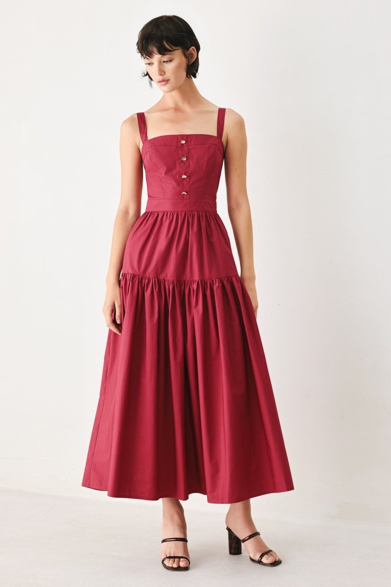 BERRY ROMANCE WOVEN MIDI DRESS - Demented Sisters