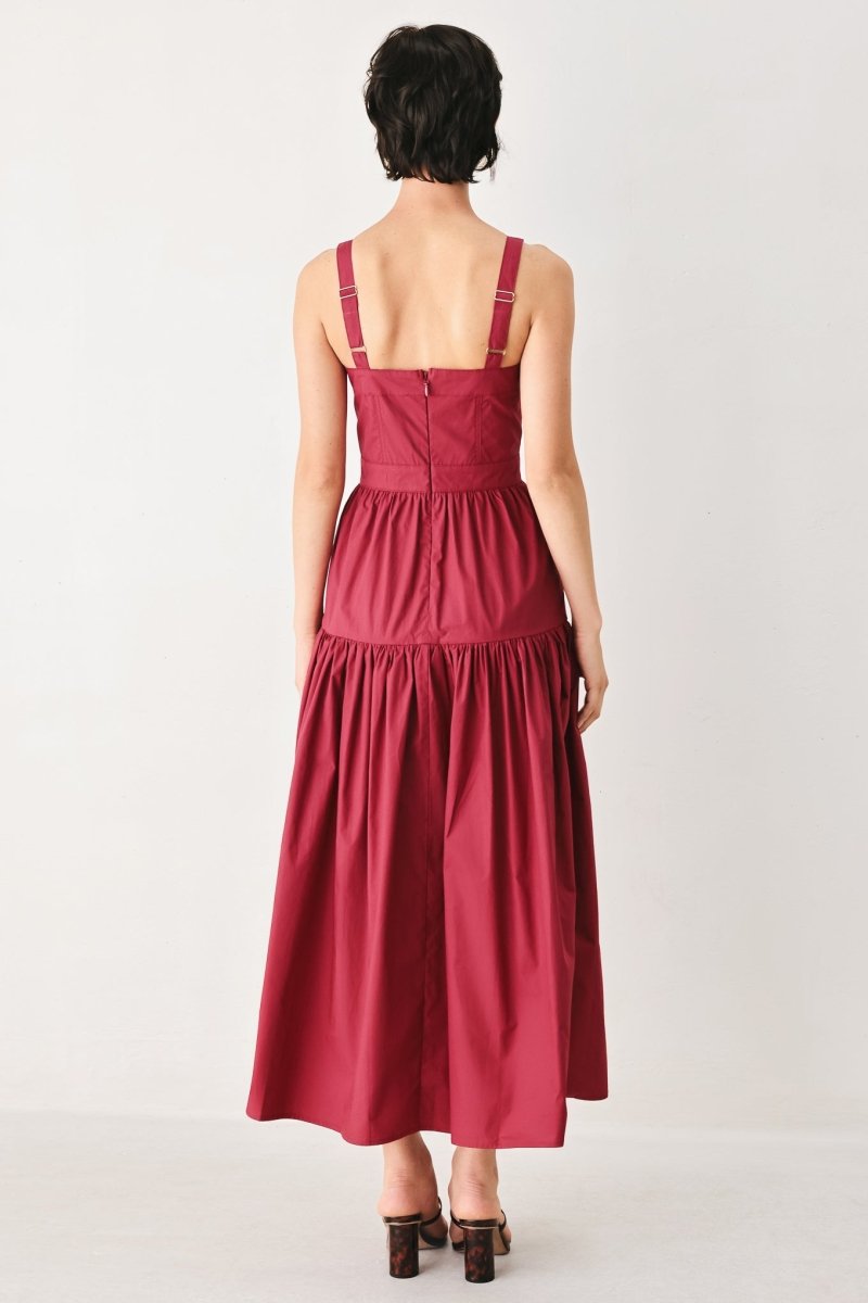 BERRY ROMANCE WOVEN MIDI DRESS - Demented Sisters