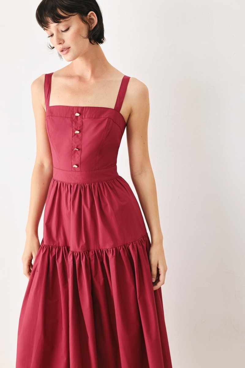 BERRY ROMANCE WOVEN MIDI DRESS - Demented Sisters