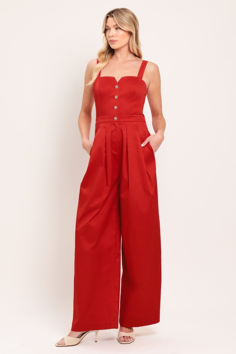 BLACK TIE ROMANCE WOVEN JUMPSUIT - Demented Sisters