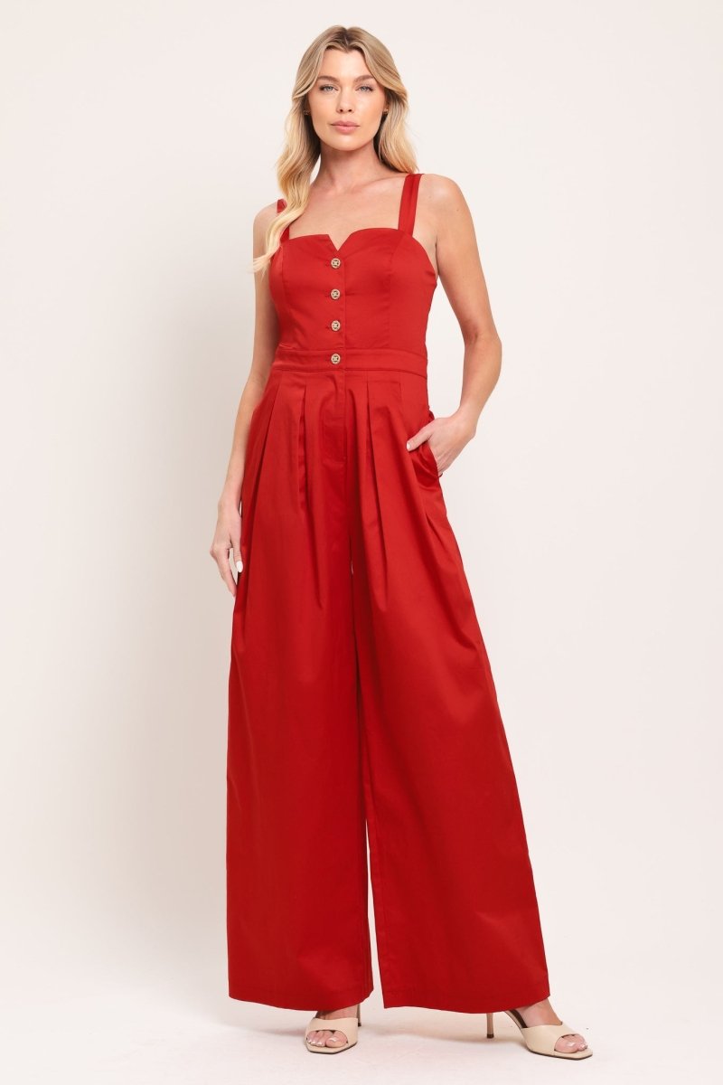BLACK TIE ROMANCE WOVEN JUMPSUIT - Demented Sisters