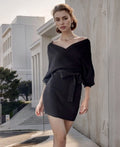 Black Wrap Knit dress - Demented Sisters
