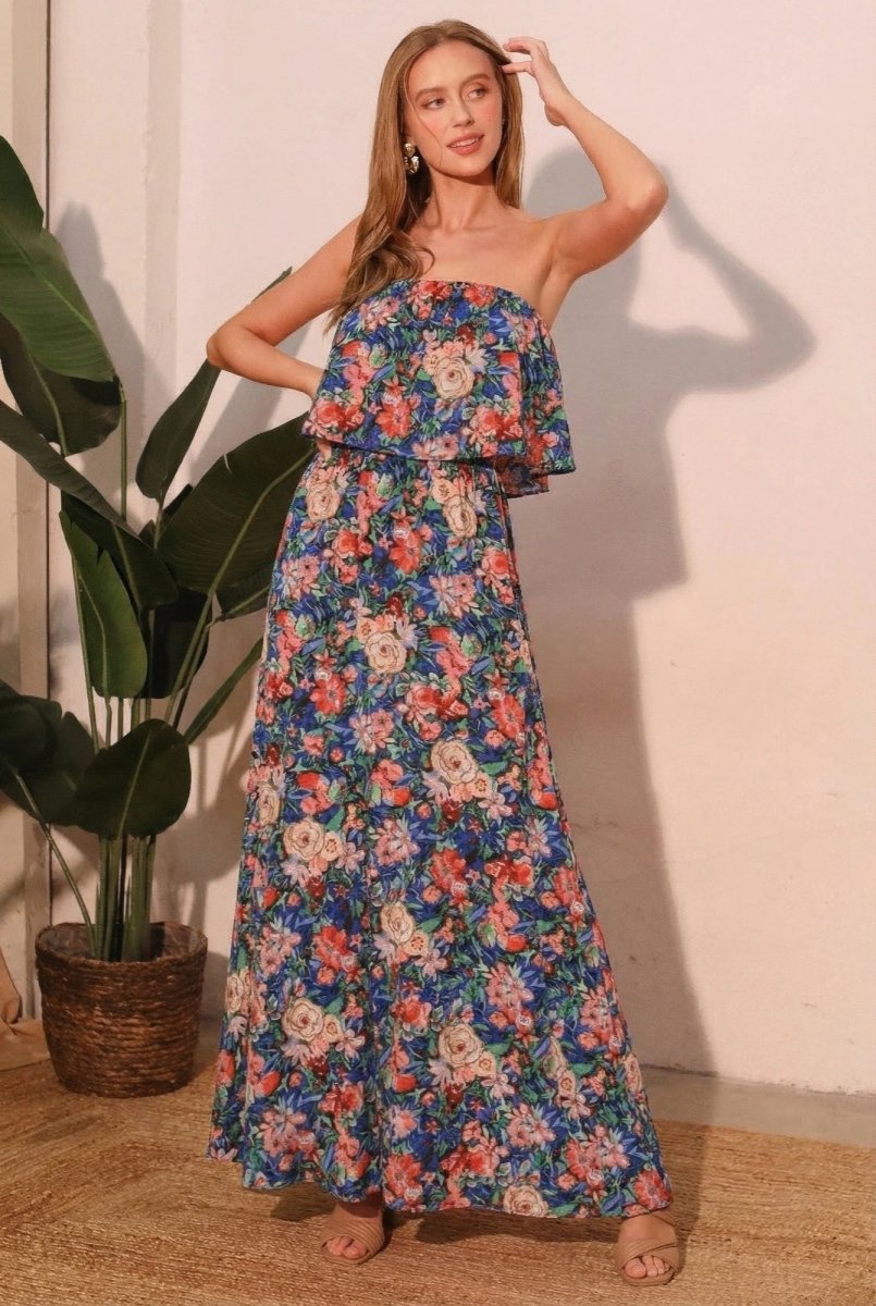 Bloom Party Strapless Maxi Dress - Demented Sisters