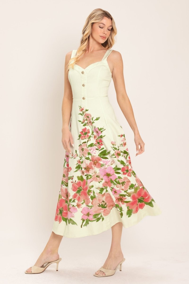 BLOSSOM WHISPER WOVEN MIDI DRESS - Demented Sisters
