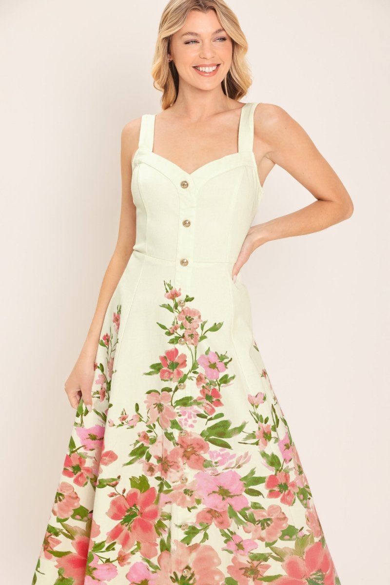 BLOSSOM WHISPER WOVEN MIDI DRESS - Demented Sisters