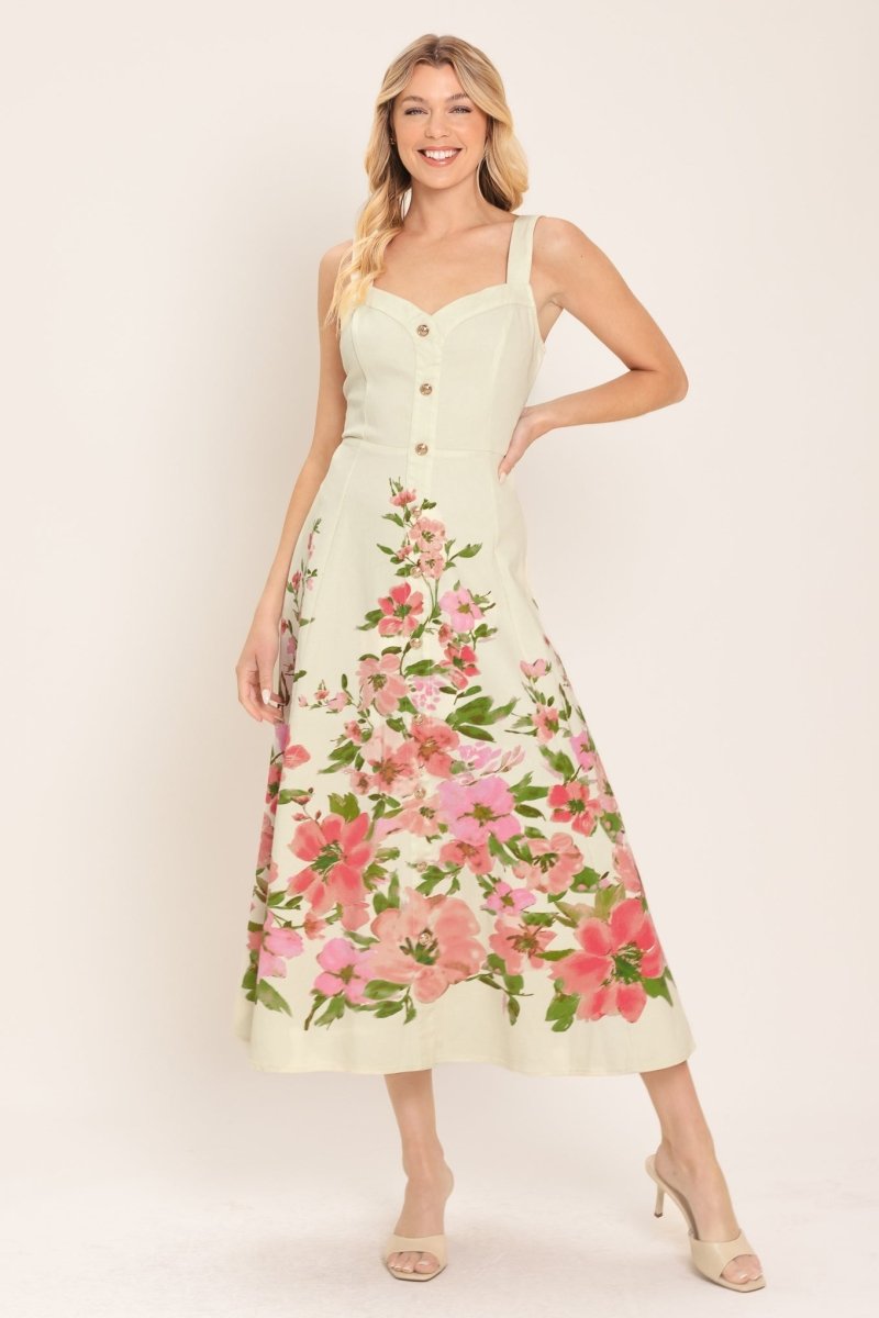 BLOSSOM WHISPER WOVEN MIDI DRESS - Demented Sisters