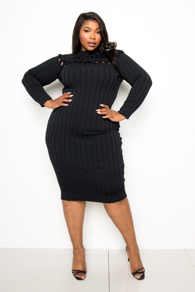 Bodycon Sweater Dress With Knot Detail - Demented Sisters