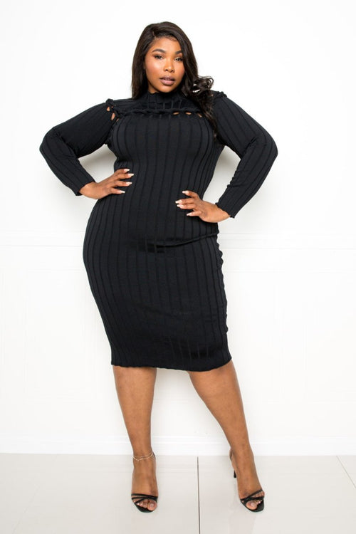 Bodycon Sweater Dress With Knot Detail - Demented Sisters