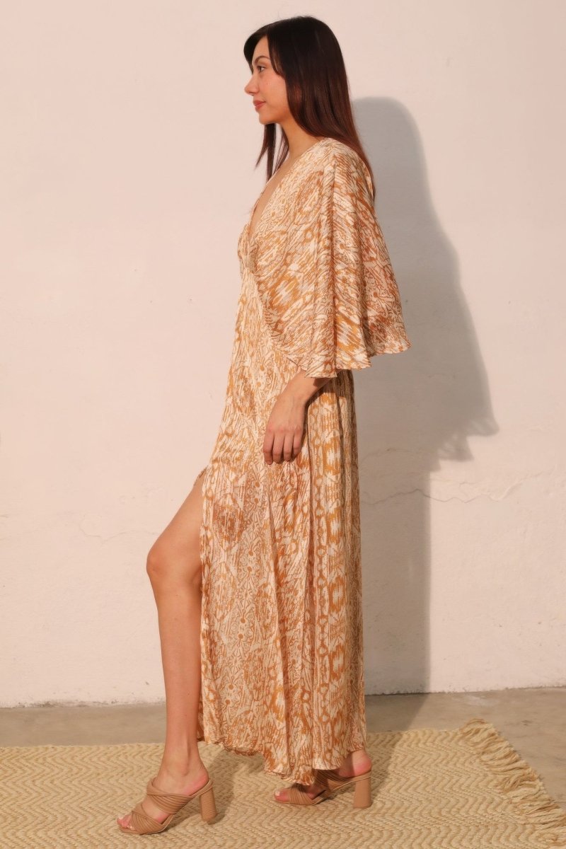 Bohemian Lurex Chiffon Cape Maxi Dress - Demented Sisters