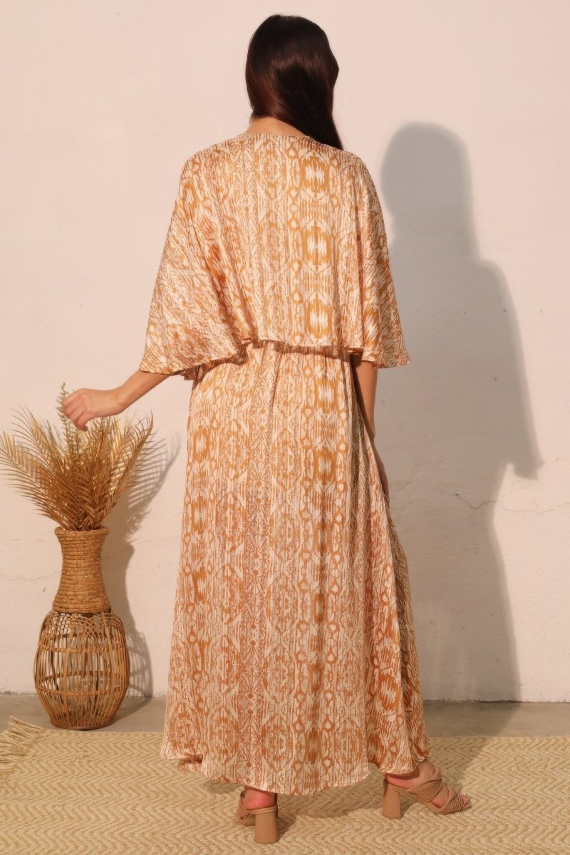 Bohemian Lurex Chiffon Cape Maxi Dress - Demented Sisters