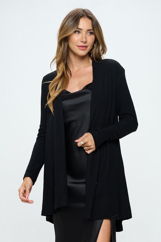 Brushed Knit Draped Cardigan with Cashmere Feel - Demented Sisters