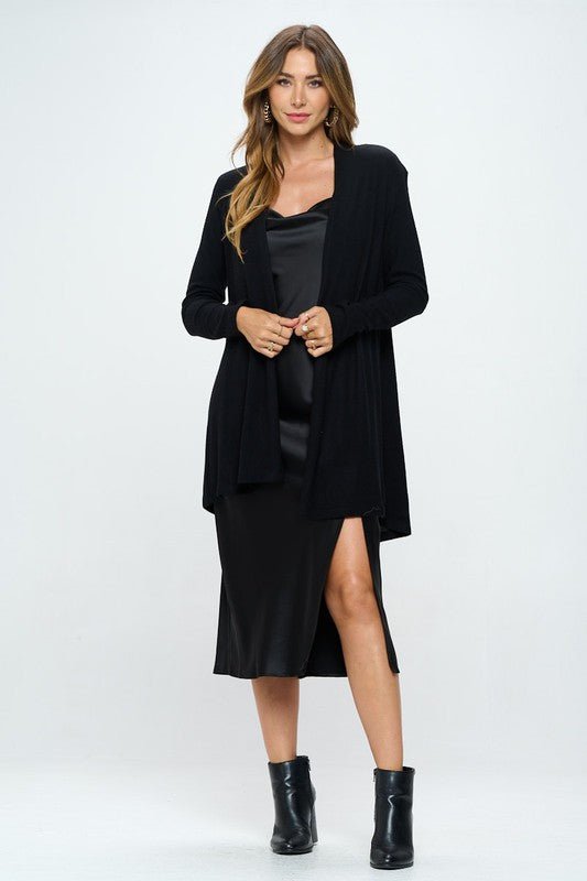 Brushed Knit Draped Cardigan with Cashmere Feel - Demented Sisters