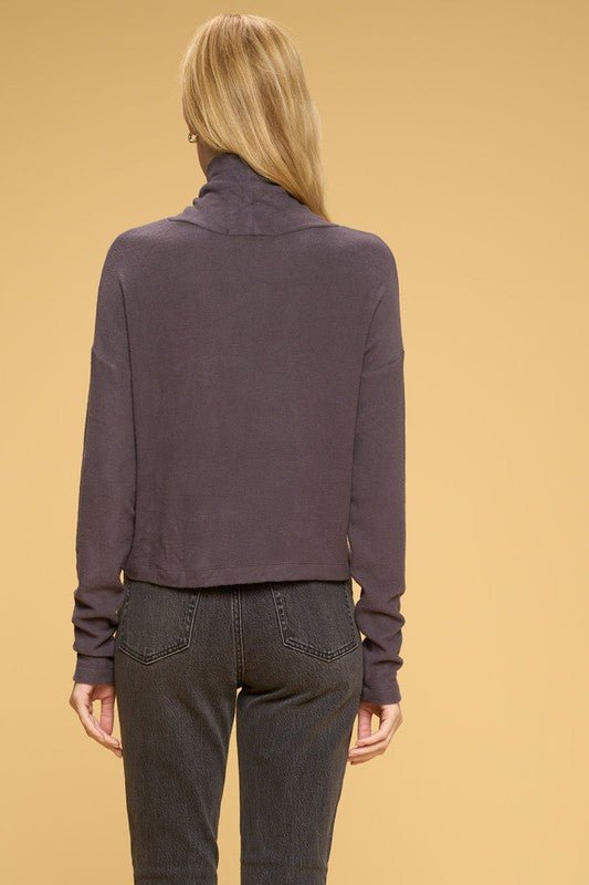 Brushed Knit Ivory Cowl Neck Long Sleeve Top - Demented Sisters