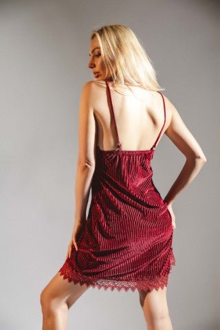 Burgundy Velvet Velour Nightgown - Demented Sisters