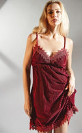 Burgundy Velvet Velour Nightgown - Demented Sisters