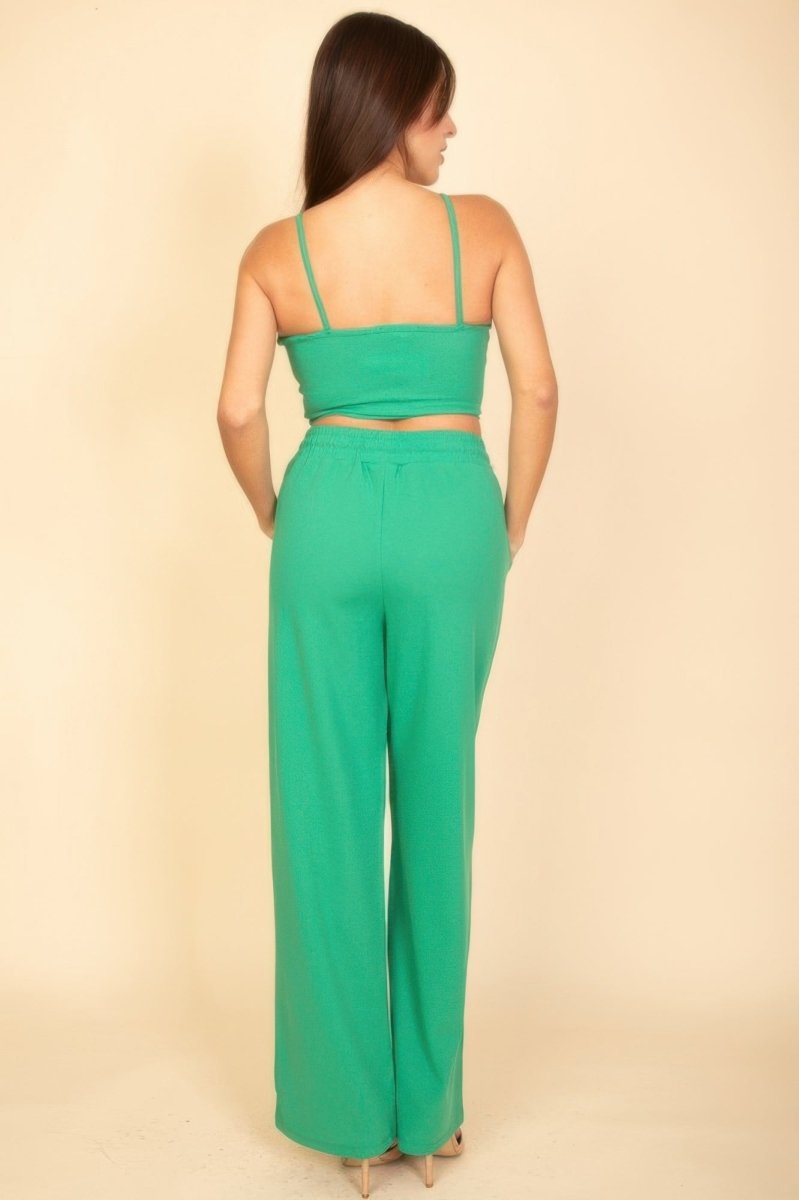 Bustier Crop Cami Top & Slant Pocket Straight Pants - Demented Sisters