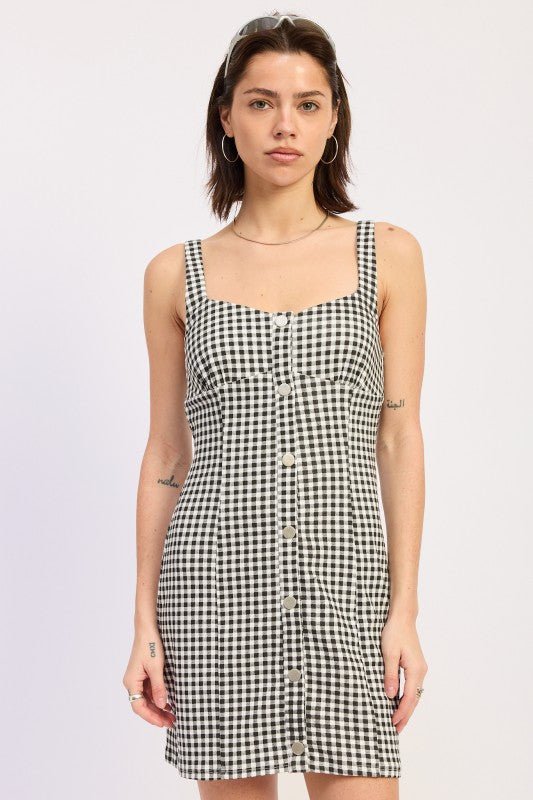 BUTTON DOWN SLEEVELESS MINI DRESS - Demented Sisters