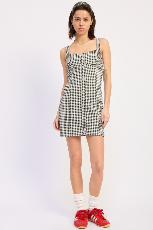BUTTON DOWN SLEEVELESS MINI DRESS - Demented Sisters