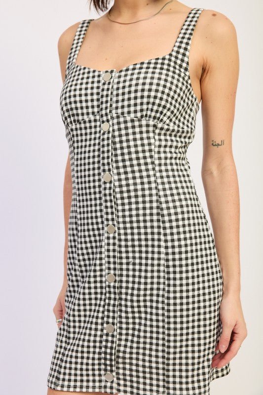 BUTTON DOWN SLEEVELESS MINI DRESS - Demented Sisters