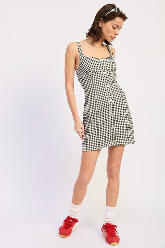 BUTTON DOWN SLEEVELESS MINI DRESS - Demented Sisters