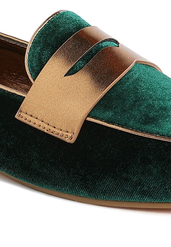 Malta Penny Strap Velvet Loafers - Demented Sisters