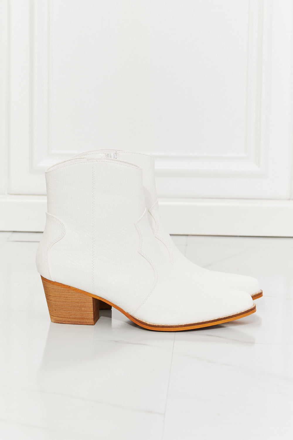 MMShoes Watertower Town Faux Leather Western Ankle Boots in White - Demented Sisters