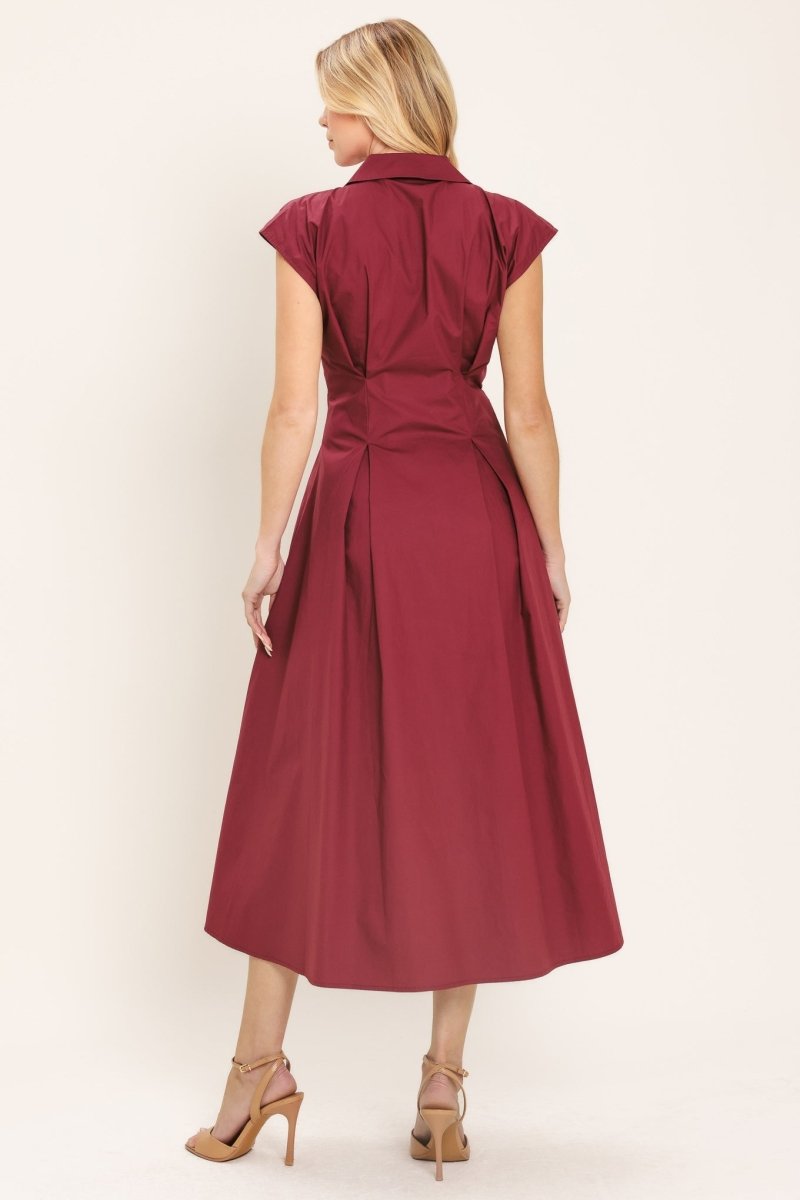 CABERNET CHARM WOVEN MIDI DRESS - Demented Sisters