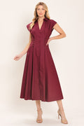 CABERNET CHARM WOVEN MIDI DRESS - Demented Sisters