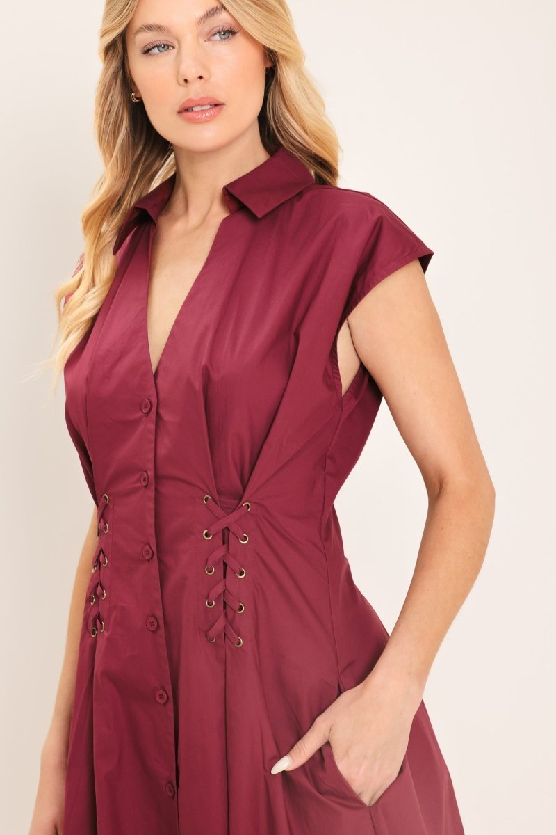 CABERNET CHARM WOVEN MIDI DRESS - Demented Sisters