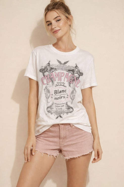 Champagne Rosé Crest Classic Tee - Demented Sisters
