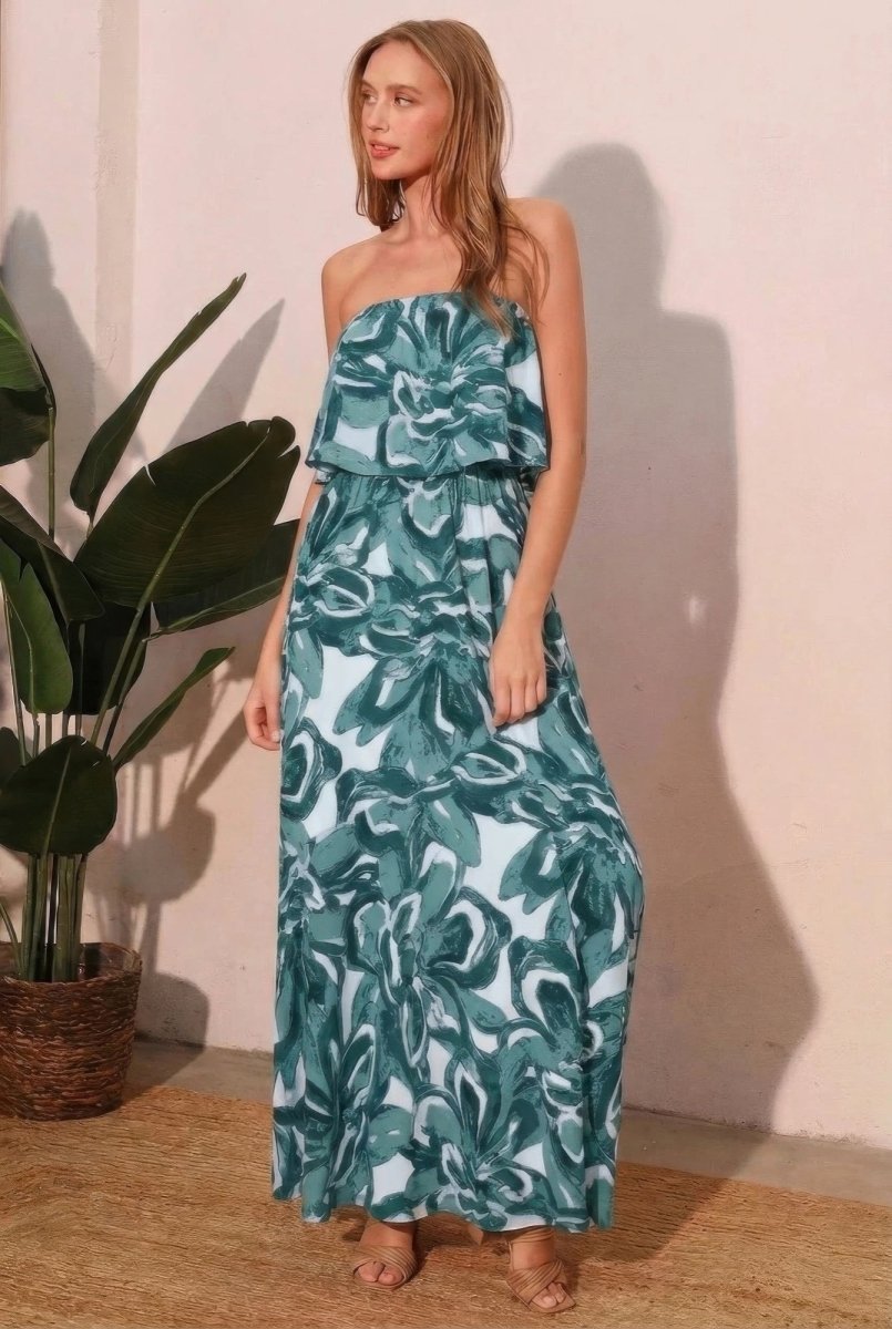 Chasing Petals Strapless Maxi Dress - Demented Sisters