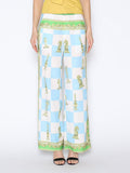 Checkmate Print Satin Pajama Pants