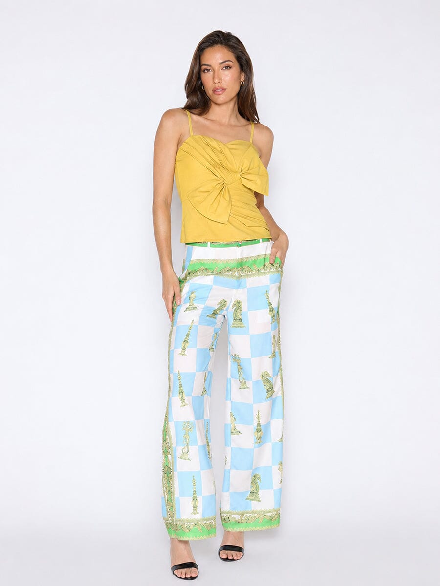 Checkmate Print Satin Pajama Pants - Demented Sisters