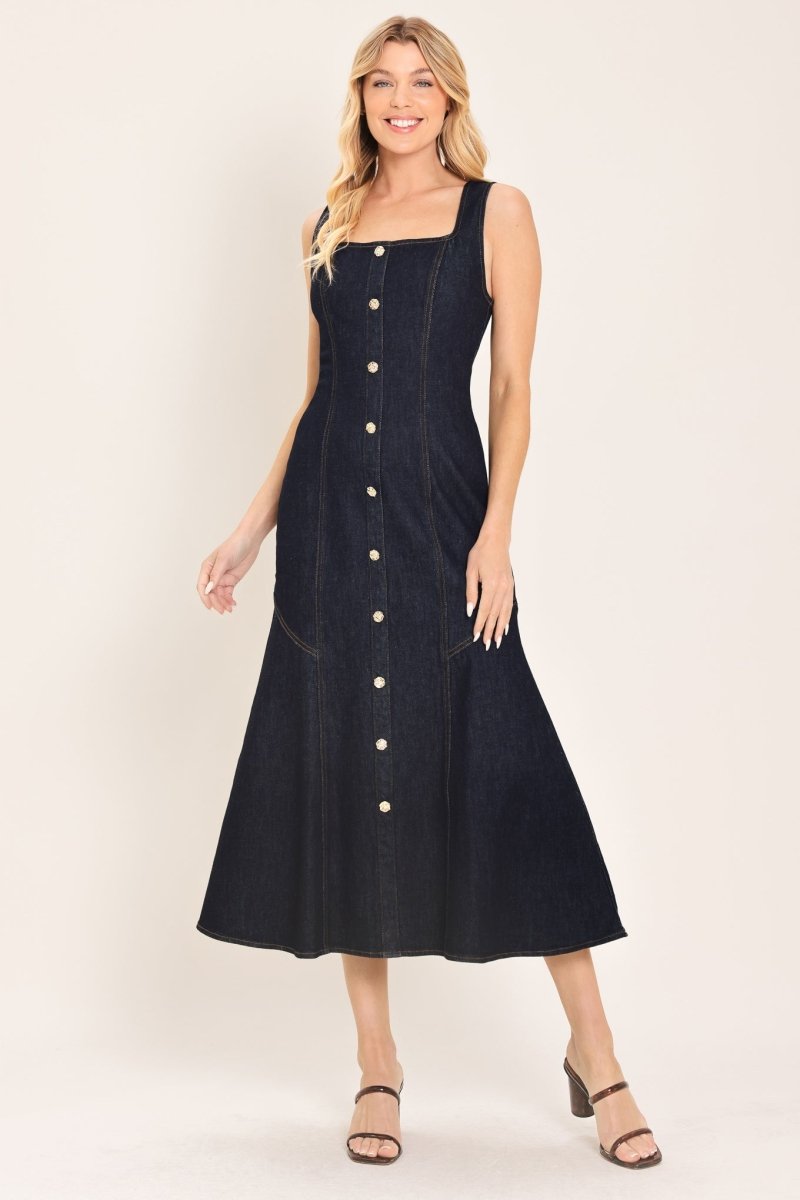 CHELSEA DENIM MIDI DRESS - Demented Sisters