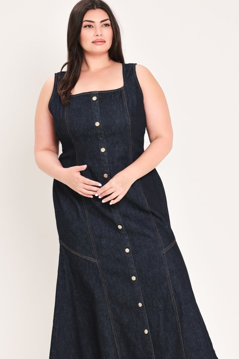 CHELSEA DENIM MIDI DRESS - Demented Sisters