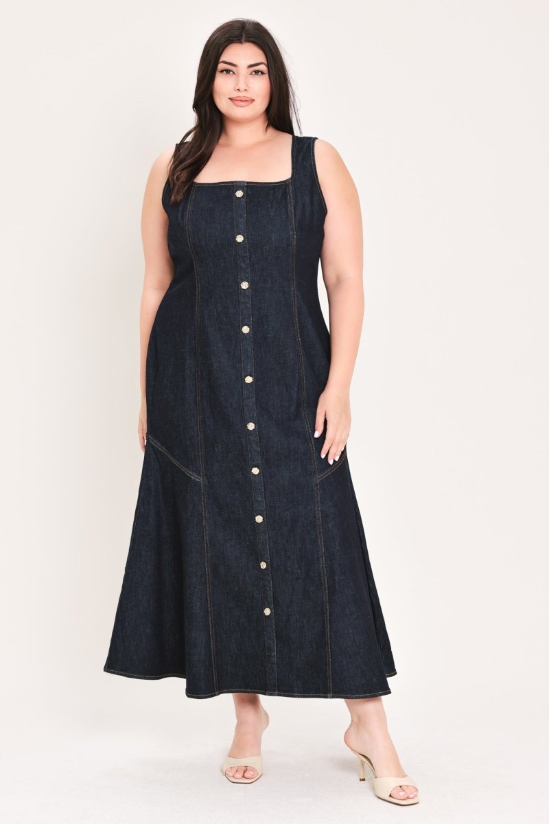 CHELSEA DENIM MIDI DRESS - Demented Sisters