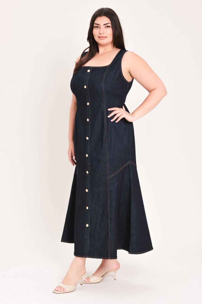 CHELSEA DENIM MIDI DRESS - Demented Sisters